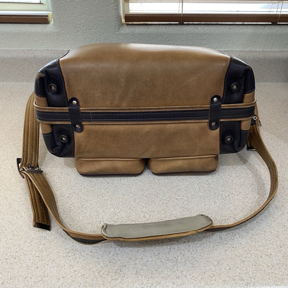 Vintage Marsand Camera Messenger Bag Tan Brown Faux Leather Utility Photography - Picture 8 of 11